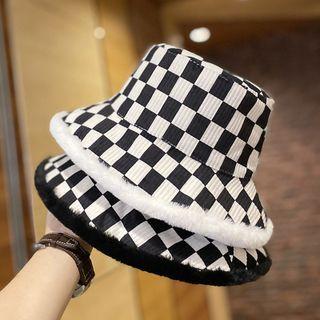 Check Fleece Lined Bucket Hat