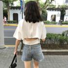 Plain Open Back Loose-fit Cropped Top