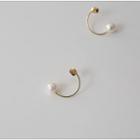 Faux-pearl C-shape Earrings Gold - One Size