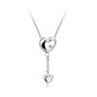 Simple Romantic Heart Tassel Cubic Zircon Necklace Silver - One Size