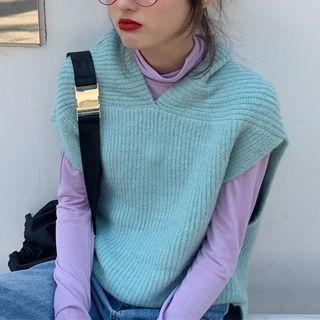 Turtleneck Long-sleeve Top / Knit Vest
