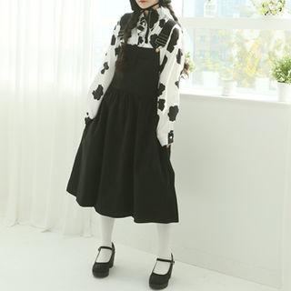 Pocket-patch Midi Overall Dress Black - One Size