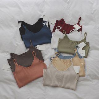 V Neck Plain Knit Sleeveless Top