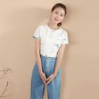 Short-sleeve Indigo Dyed Cropped T-shirt