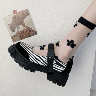 Patterned Panel Platform Mary Jane Shoes