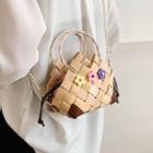 Woven Faux Pearl Crossbody Bag Wood - One Size