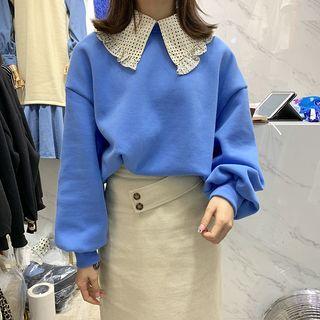 Print Collar Sweatshirt