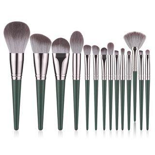 Set Of 14: Makeup Brush Set Of 14 - Makeup Brush - Green - One Size