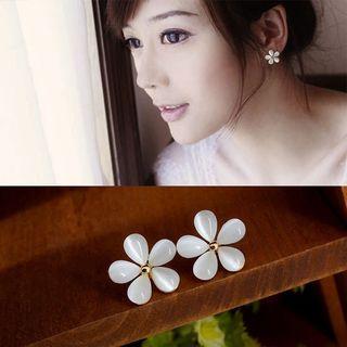 Alloy Flower Earring White - One Size