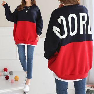 Kangaroo-pocket Two-tone Sweatshirt