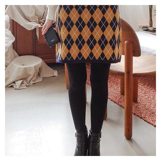 Argyle Pattern Knit Skirt