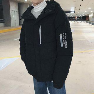 Zip Detail Hooded Padded Coat
