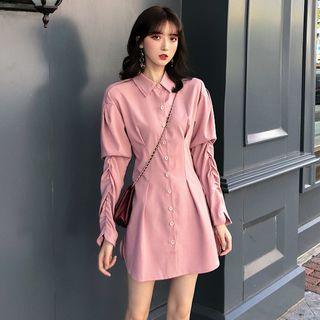 Shirred Sleeve Shirt As Shown In Figure - One Size