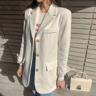 3-button Cotton Blazer With Matching Belt