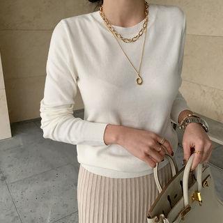 Cashmere Blend Plain Knit Top