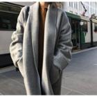 Pocket Woolen Coat Gray - One Size