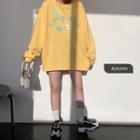 Long-sleeve Flower Printed Sweatshirt Yellow - One Size