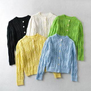 Long Sleeve Pointelle-knit Cardigan
