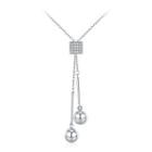 925 Sterling Silver Simple Tassel Necklace With Austrian Element Crystal Silver - One Size
