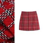 Tweed Gingham Mini Skirt