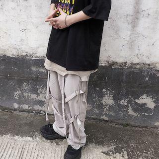 Strapped Straight-cut Pants