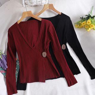 Wrap Long-sleeve Knit Top