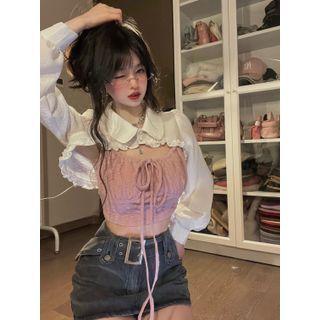 Ruffle Trim Plain Shrug