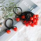 Set Of 2: Cherry Hair Tie 2pc - Red & Black - One Size