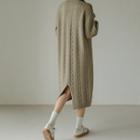 Mock-neck Midi Cable-knit Dress