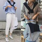 Mock Two-piece Elbow-sleeve Blouse