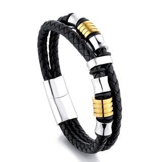 Stainless Steel Woven Leather Bracelet As Shown In Figure - One Size