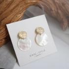 925 Sterling Silver Coin Shell Disc Dangle Earring 1 Pair - One Size