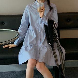Plain Loose-fit Shirtdress / Plain Shawl