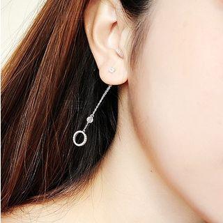 Faux Pearl Rhinestone Star Dangle Earring Star - White - One Size