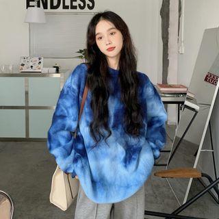 Long Sleeve Round Neck Tie-dye Sweater