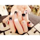 Print Faux Nail Tips C23 - Black & White - One Size