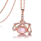 Plated Rose Gold Twelve Horoscope Libra Pendant With White Cubic Zircon And Necklace