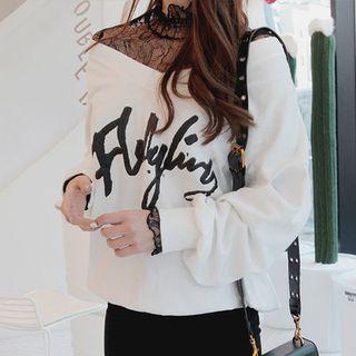 Off-shoulder Printed Sweatshirt