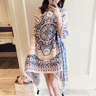 Totem Shawl Blue & Pink - One Size