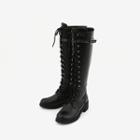 Rugged Sole Lace-up Tall Boots