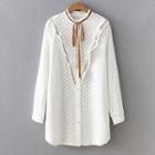 Frill-trim Embroidered Long Shirt