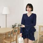 Polka-dot Surplice Wrap Dress