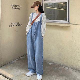 Loose-fit Straight-leg Denim Jumper Pants