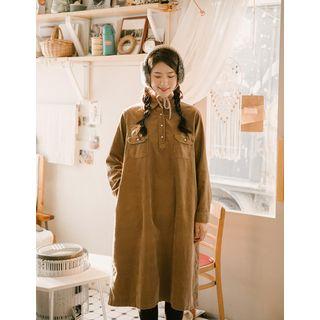 Corduroy Boxy Midi Shirtdress One Size