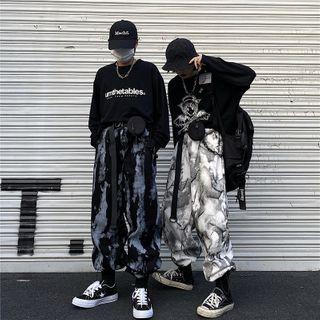Tie-dye Wide Leg Pants / Belt / Set