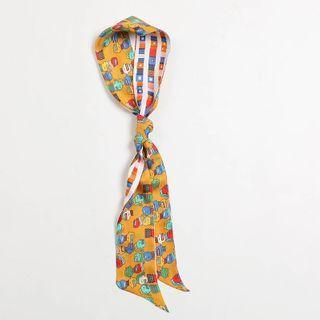 Monster Print Silk Scarf Monster - Yellow - One Size