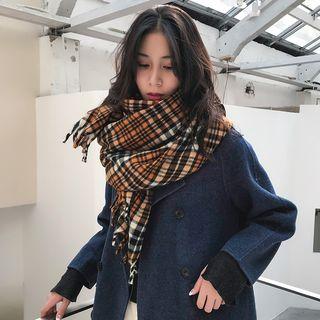 Plaid Fringed Scarf As Shown In Figure - One Size