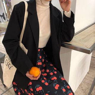 Long-sleeve Mock-neck Top Almond - One Size