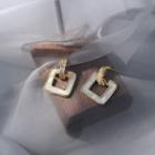 Geometric Stud Earring 1 Pair - White & Gold - One Size
