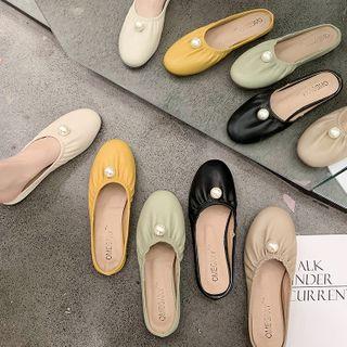 Faux Pearl Elastic Band Mules